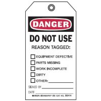 Graphic Safety Tags - Danger Do Not Use Reason Tagged