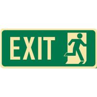 Luminous Emergency Exit Sign with Picto, 450mm (H) x 180mm (W), Self Adhesive Polyester