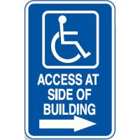 Disabled Signs - Access At Side Of Building W/Picto Arrow Right
