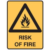 Flammable Material Signs - Risk Of Fire W/Picto