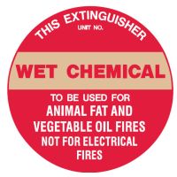 Fire Extinguisher Signs - Wet Chemical Fire Extinguisher, 200mm Dia, Poly