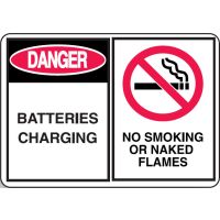 Battery Charging Signs - Battery Charging Station/No Smoking Or Naked Flames W/Picto