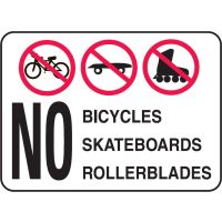 Property Signs - No Bicycles Skateboards Rollerblades W/Picto