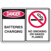 Battery Charging Signs - Batteries Charging/No Smoking W/Picto