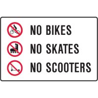 Prohibition Signs Landscape  - No Bikes No Skates No Scooters
