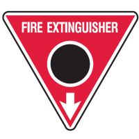Fire Extinguisher Signs - Black Circle, 350mm Triangle, Poly