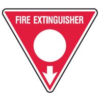 Fire Extinguisher Signs - White Circle, 350mm Triangle, Poly