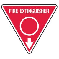 Fire Extinguisher Signs - Red Circle, 250mm Triangle, Self Adhesive Vinyl