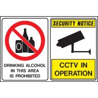 Alcohol Prohibition Signs - Drinking Alcohol In This Area Is Prohibited \ Cctv In Operation
