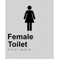 Braille Sign - Female Toilet, Anodised Aluminium, 220 x 180 mm