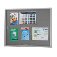 Visionchart Grey Sliding 2 Door Noticeboard - 1220 x 915mm