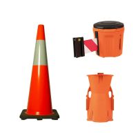 Brady EasyExtend Retractable Barrier Red/White, 900mm Cone and Adaptor Kit