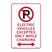 Parking Control Sign - No Parking Electric Vehicles Excepted Only Only While Charging, 300 x 450mm, C2 Reflective Aluminium