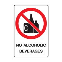 Alcohol Prohibition Signs - No Alcoholic Beverages, 225mm (W) x 300mm (H), Metal