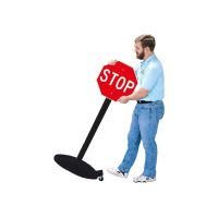 Portable Sign Stanchions - With Wheels -  1372mm (H) - Black