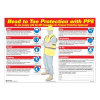 Safety Posters - Head To Toe Protection With PPE, 594mm (W) x 420mm (H), Vinyl
